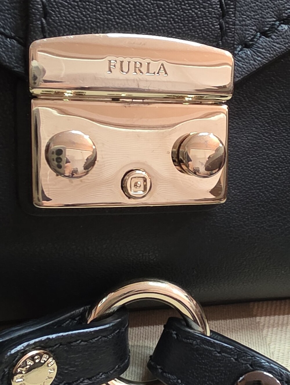 GENUINE FURLA BLACK LEATHER CROSS BODY SATCHEL PURSE LIKE NEW CONDITION - Picture 9 of 11